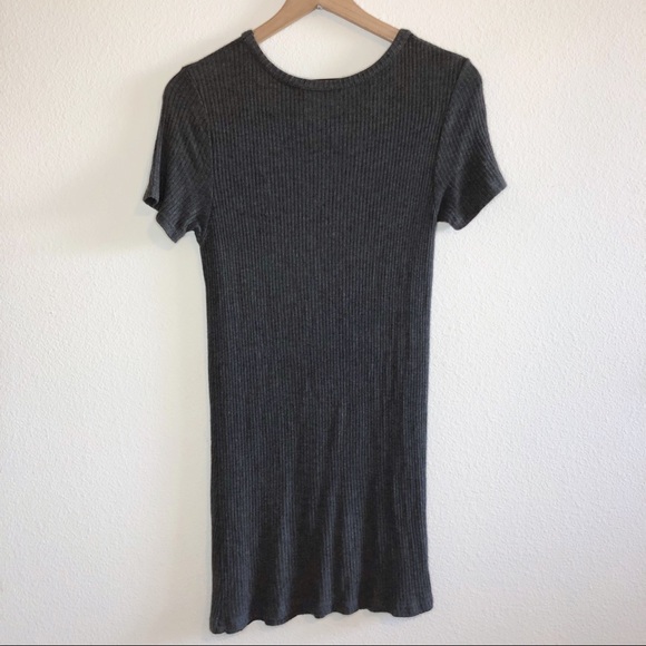 Brandy Melville Gray Ribbed T-Shirt Mini Dress - Picture 3 of 10